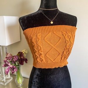 Orange Knit Crop Top